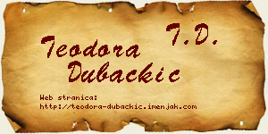 Teodora Dubačkić vizit kartica